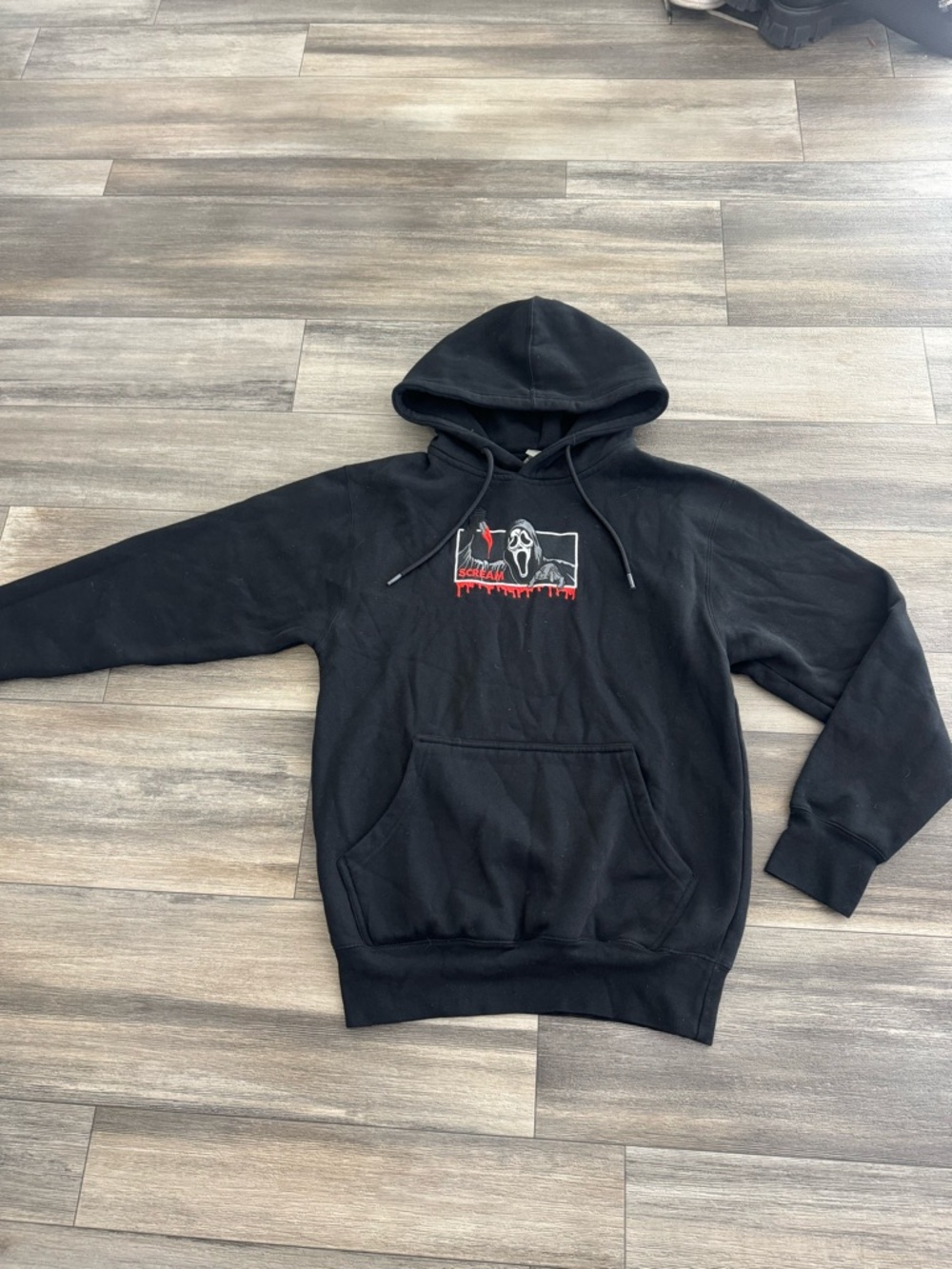 Reserve Ghostface Graphic Print Black Fleece Hoodie Men's Size S Pullover